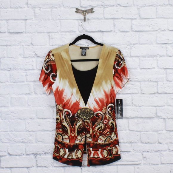 Notations Tops - NWT! NOTATIONS Embellished Short Sleeve Top Size M